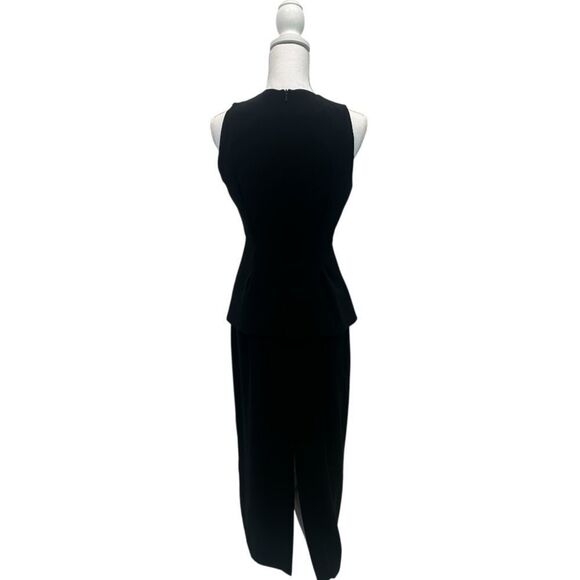 Evan Picone Vintage Black Sleeveless Peplum Midi Dress Size 6 old Money - Picture 4 of 6